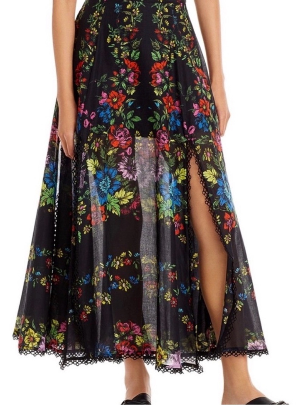 Charo Ruiz Black Floral Smocked Crop Top & Skirt Set - Picture 4 of 7